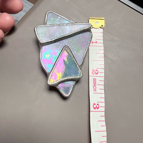 Vintage Iridescent Geometric color shifting Pendant brooch art deco - Picture 4 of 4